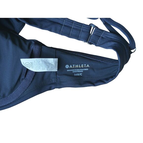 Athleta Black Twist Front Tankini Swim Top 36 B/C Built-In Bra Swim Vacation - Picture 4 of 5